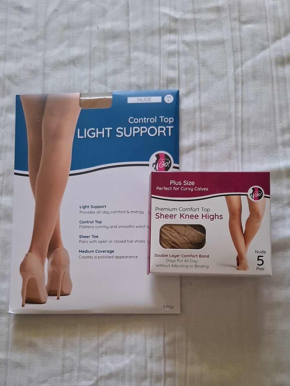 Nude Sheer Knee Highs & Control Top Light Support Pantyhose - Nude